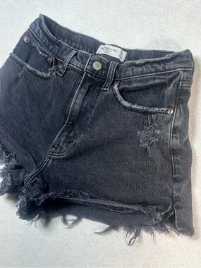 Abercrombie & Fitch Black Distressed Denim Cutoff Shorts baddie